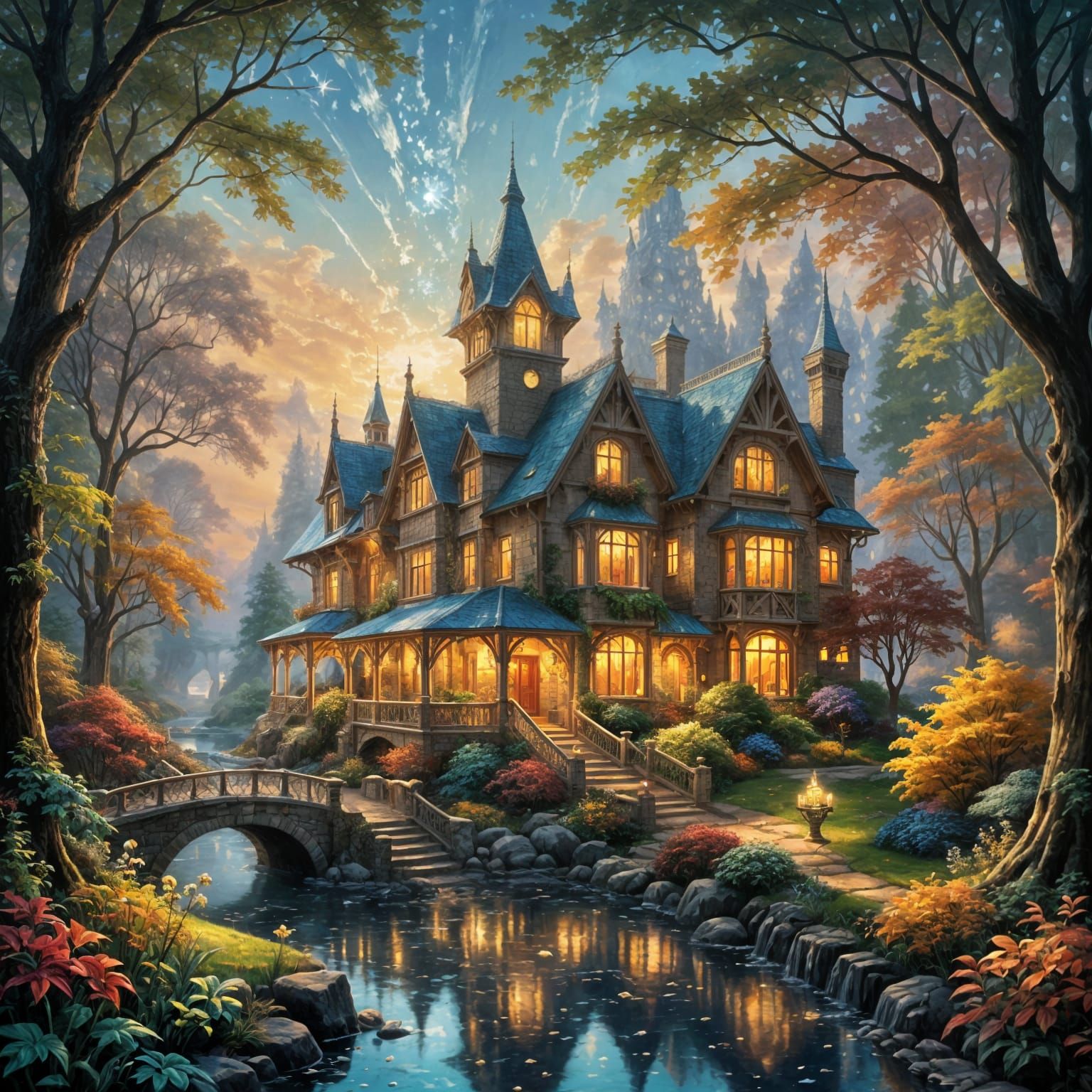 Ethereal Glass Mansion Amidst Vibrant Nature