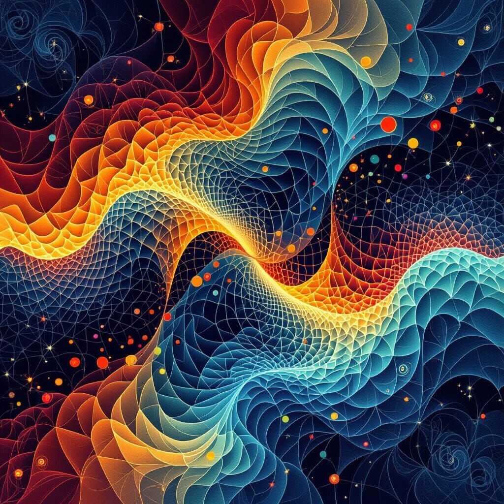 Abstract Vector Fractal Wave Function in Zentangle Style