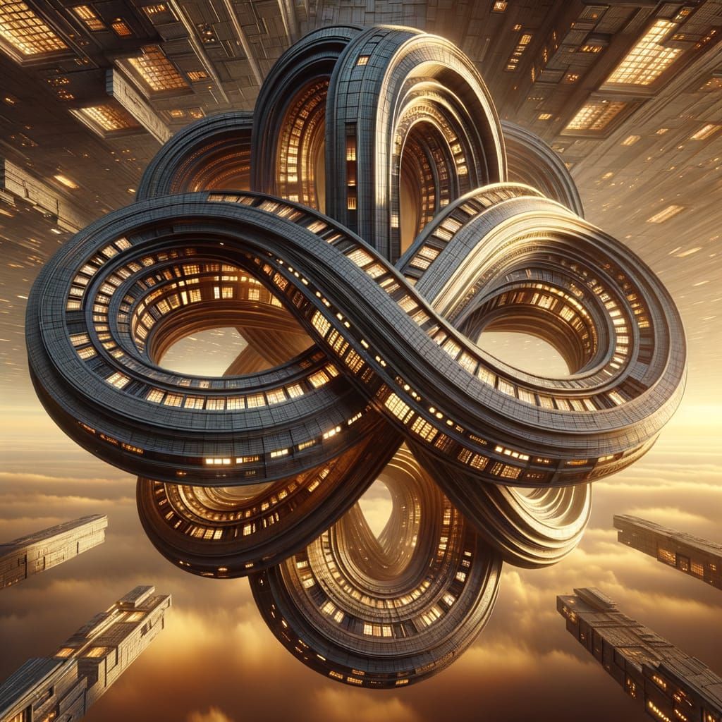 Surreal Futuristic Cityscape with Intricately Designed Build...