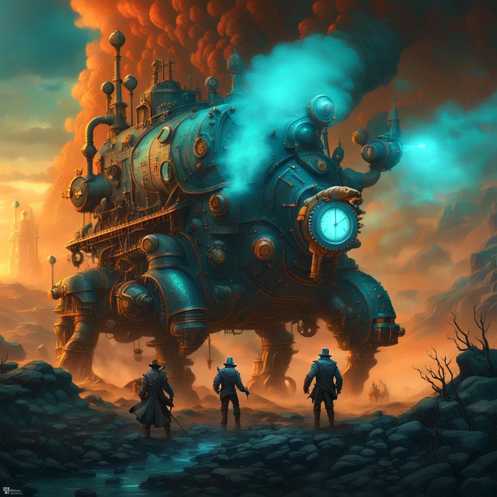 Steampunk Creatures Roam Mechanized Wilderness