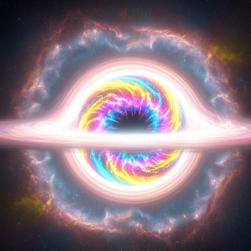 Spectacular White Hole Radiating Luminescent Colors
