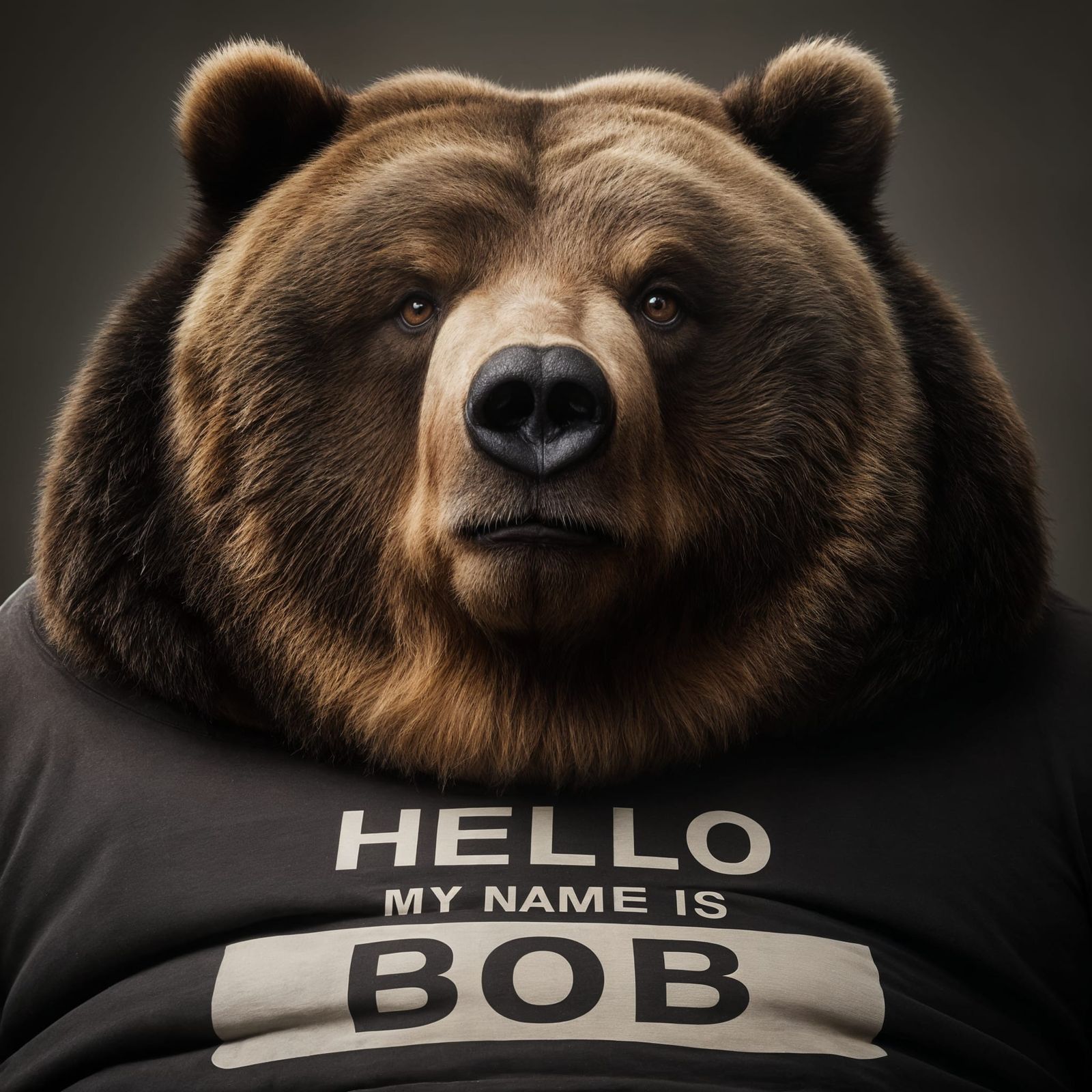 Obese Kodiak Bear Portrait with Sarcastic Sophistication