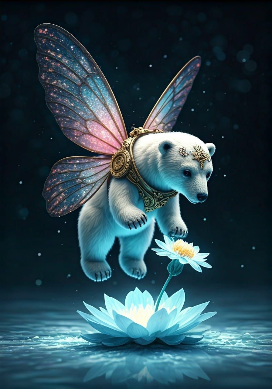 Fairy Polar Bear at Ice Flower Party