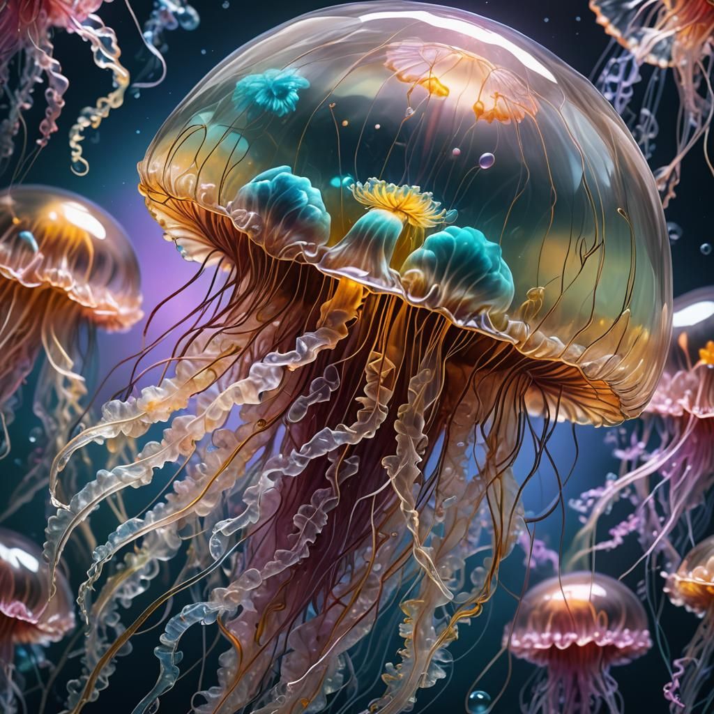 Bioluminescent Jellyfish in Translucent Detail