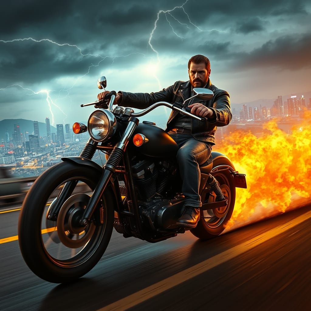 Rebellious Biker Speeds Down Highway in Epic 3D Graphics Sty...