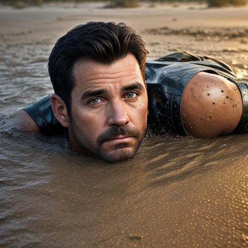 Police Officer Sinking: Professional Color Portrait