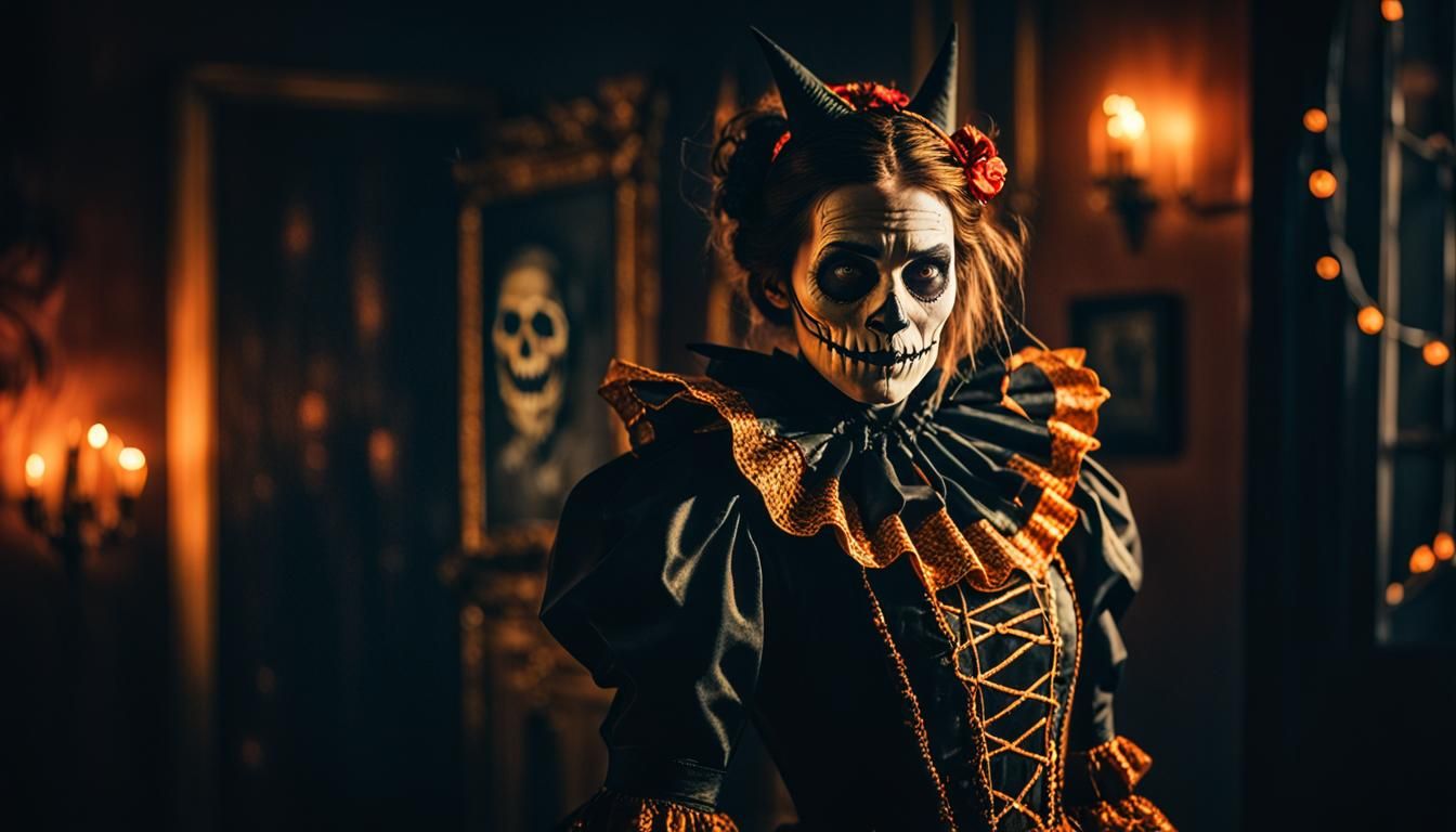 Cinematic Halloween Portrait in Moody Lighting