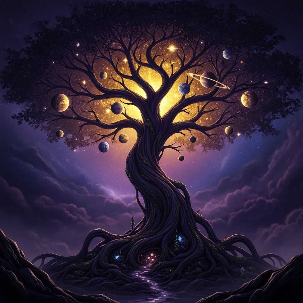 Yggdrasil World Tree Bearing Cosmic Fruit
