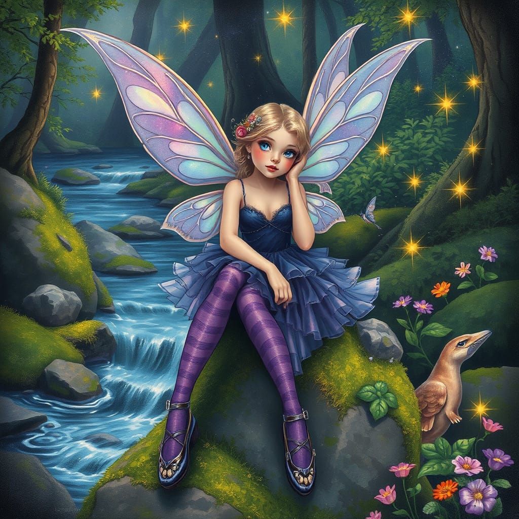 Ethereal Fairy Goddess in Cosmic Nature Sanctuary