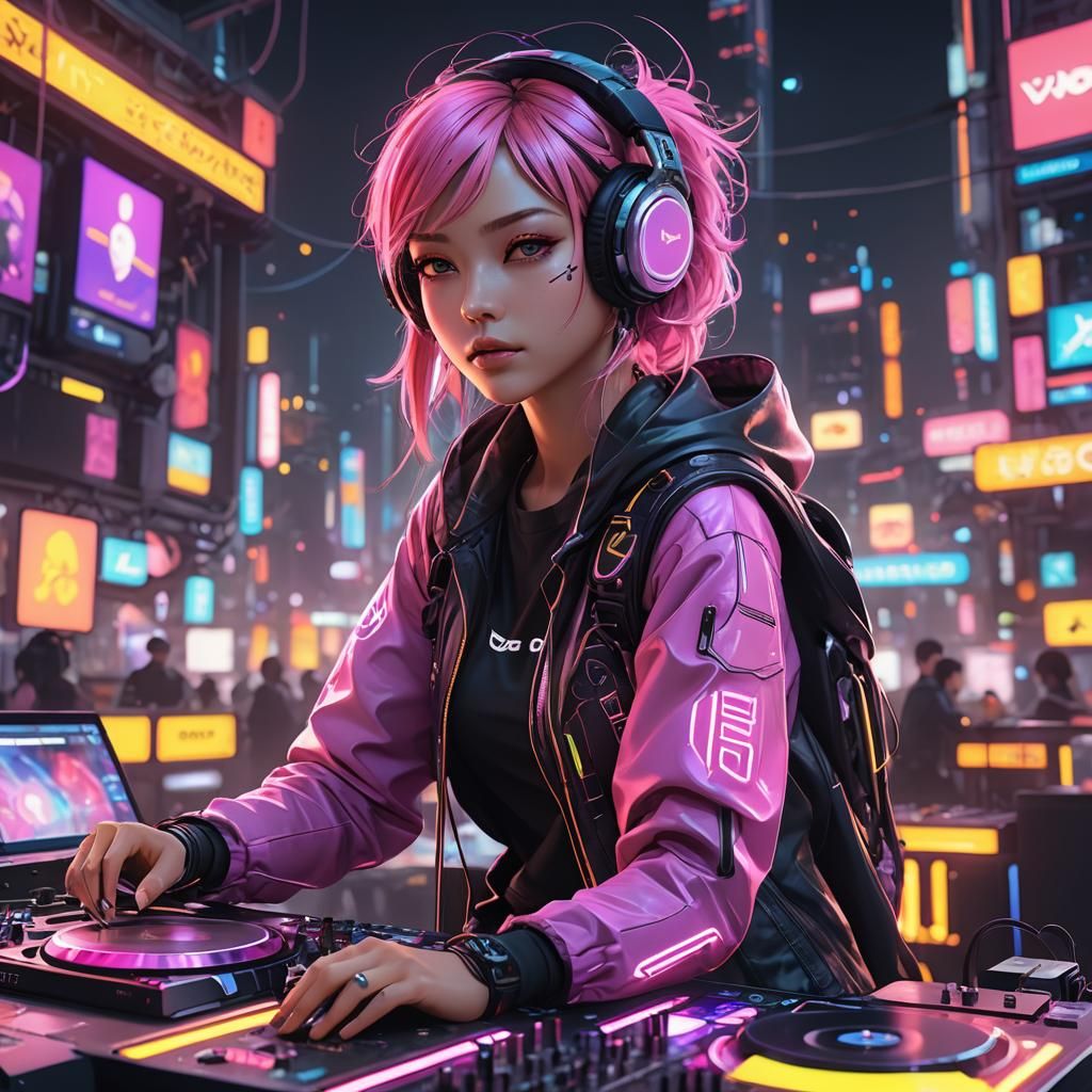 Beautiful biopunk Dj girl