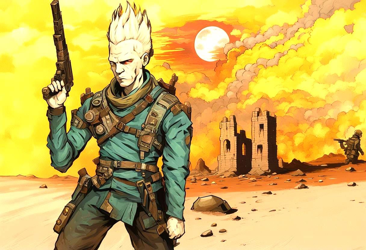 Steampunk Sci-Fi Soldier in Apocalyptic Desert