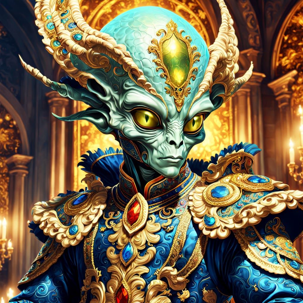 Baroque Alien in Ornate Regalia