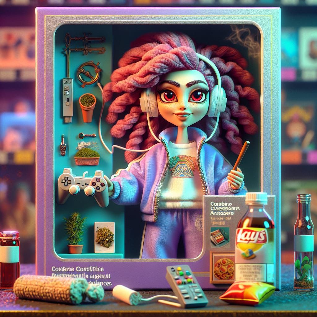 Gamer Hippie Action Figure in Hyperrealistic Style