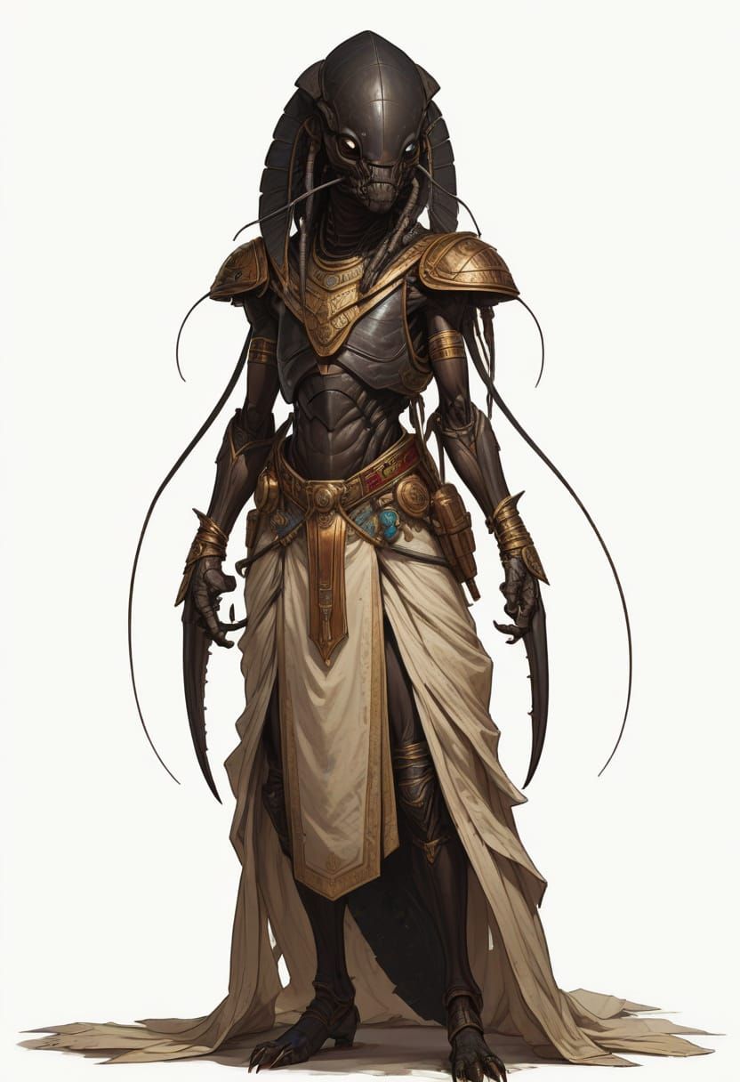 Egyptian Cockroach Warrior in Fantasy Illustration Style