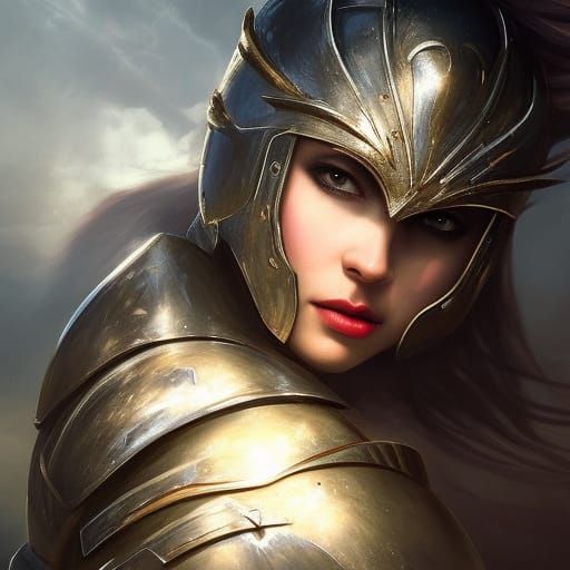 Woman Knight in Armor, Dark Fantasy Concept Art