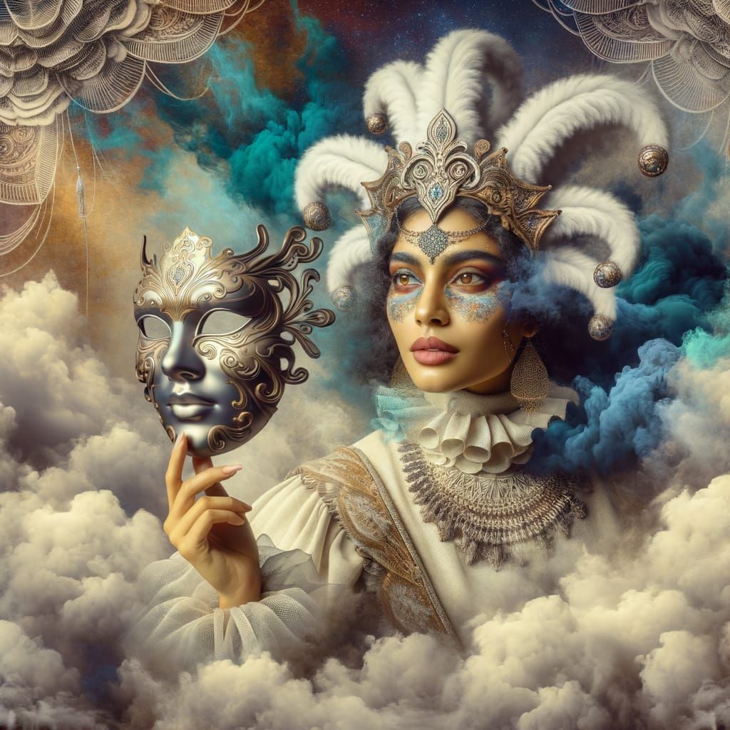 Fantasy Portrait of a Mysterious Jester's Masquerade