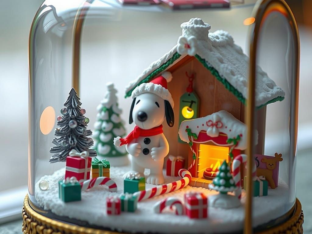 Victorian-Inspired Snoopy's Whimsical Christmas Scene