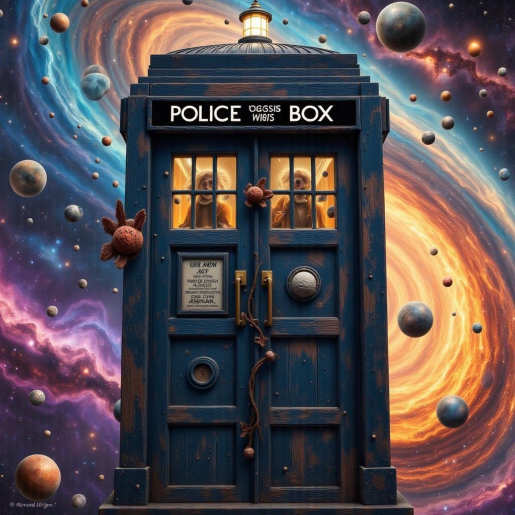 Detailed Police Box in Futuristic Digital Art Style