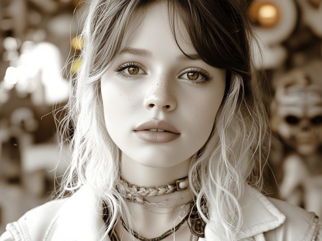 Alien Landscape in Helnwein-Inspired Cyberpunk Style