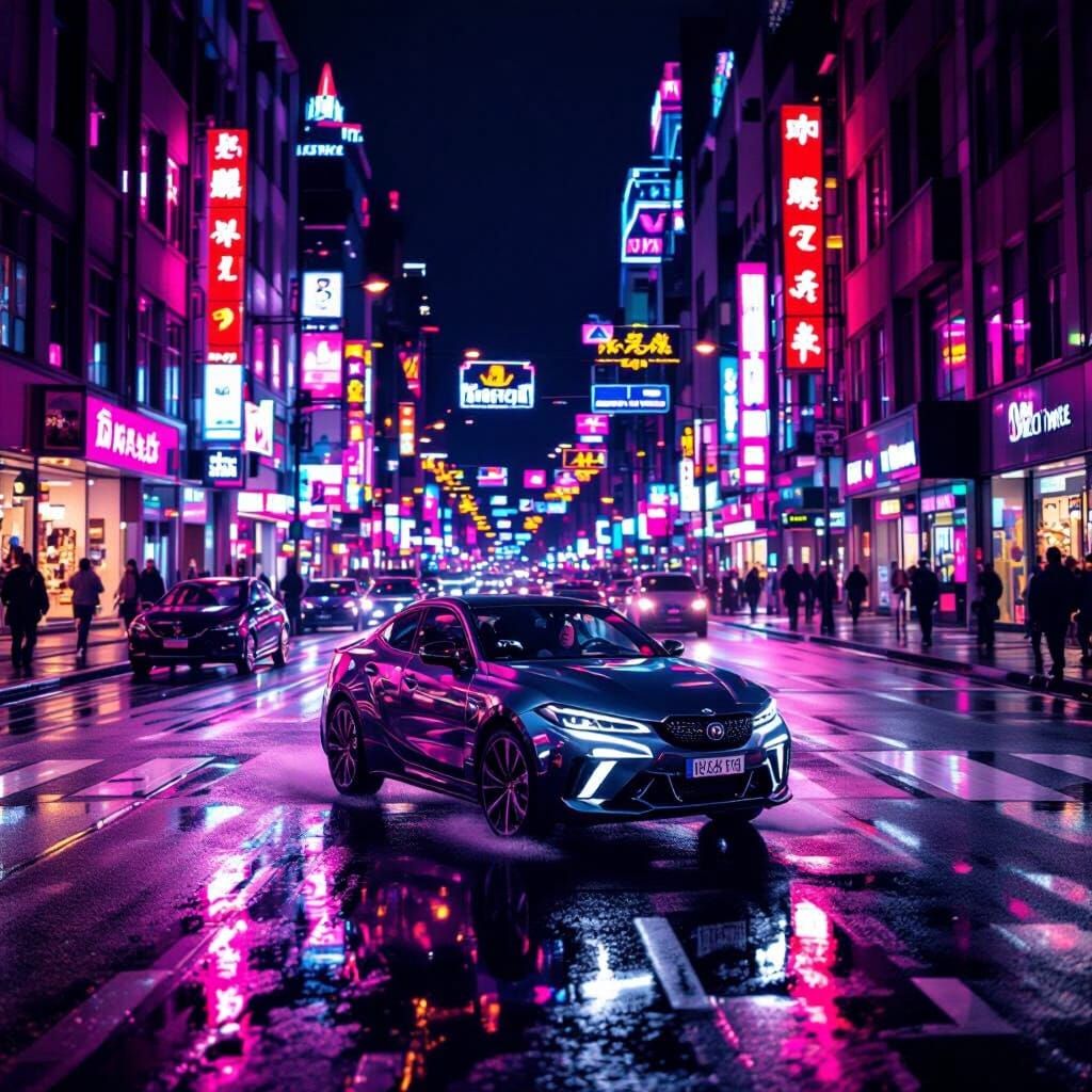 Vibrant Neon Cityscape at Night