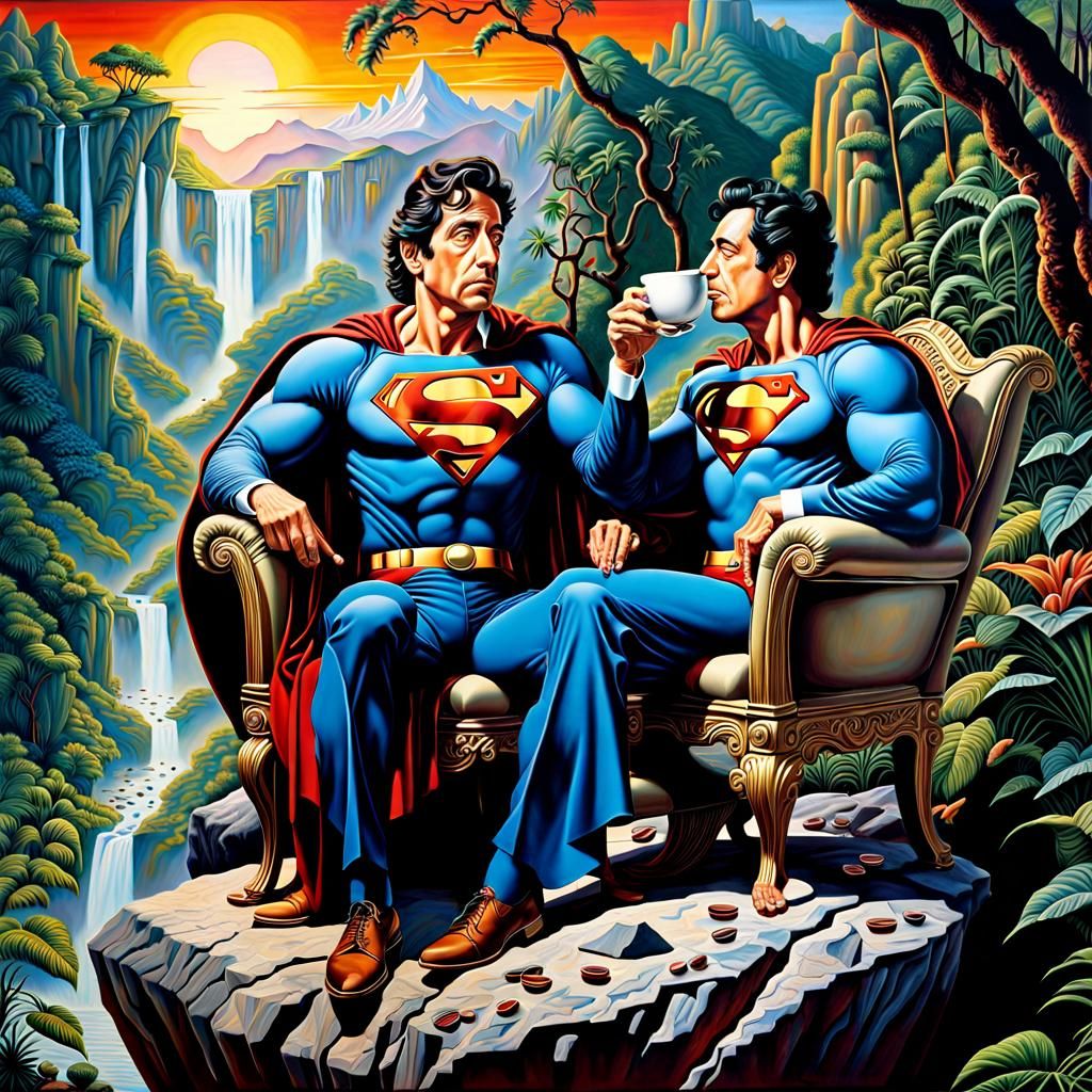 Al Pacino and Superman Coffee Break: Surreal Jungle Sunrise