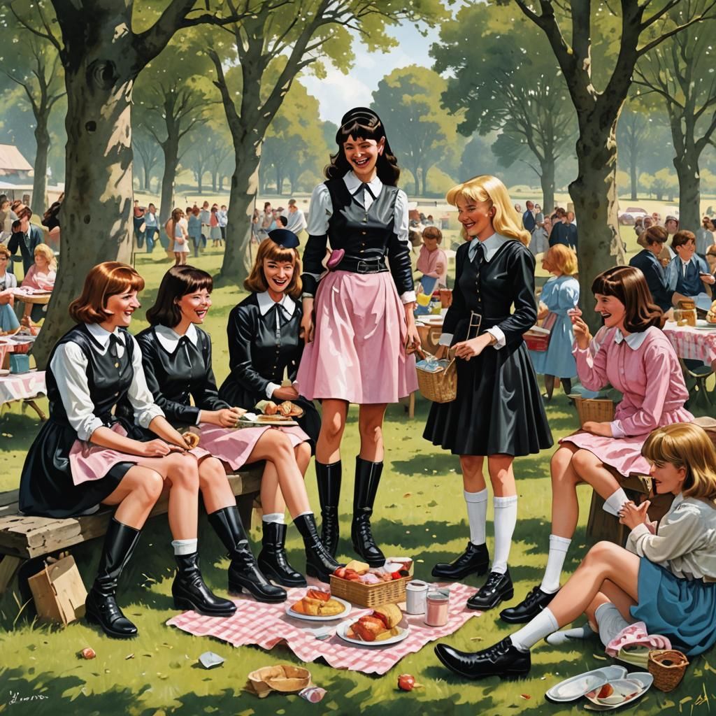 Schoolgirls Picnic in Brittany: Sinister Greg Rutkowski Styl...