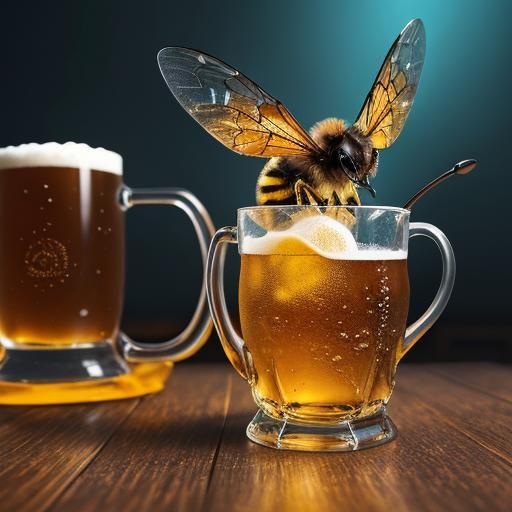 Bee Enjoys Beer in Bustling Tavern: Matte Painting
