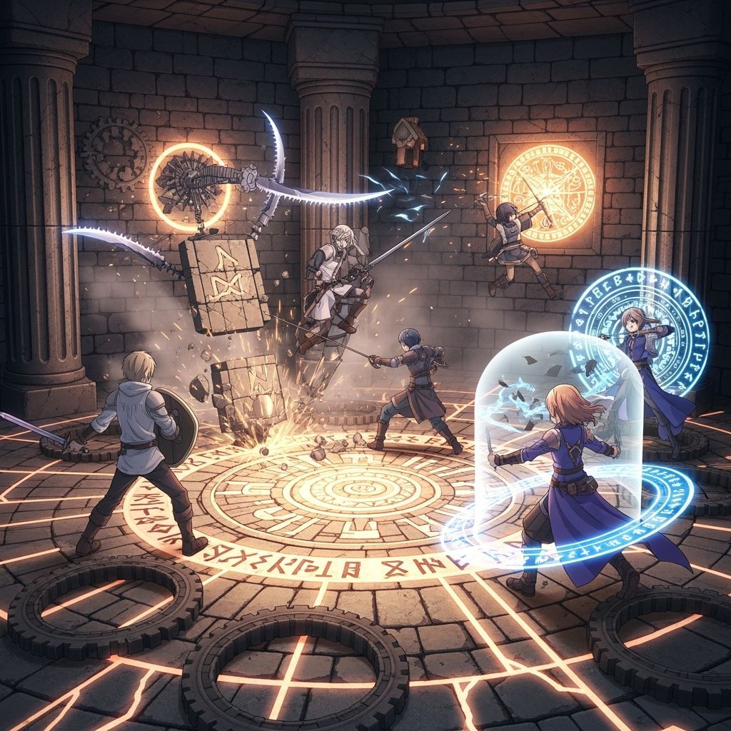 Anime Cinematic Art: Teamwork in Ancient Trap