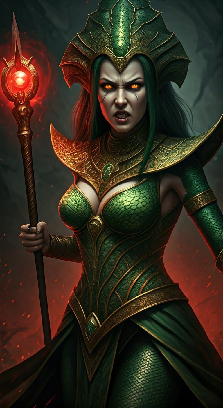 Dynamic Dark Fantasy Villainess in Cinematic Style