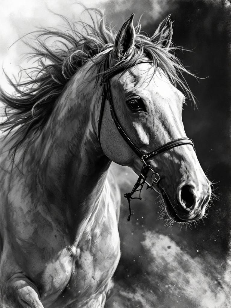 Man Running Free in Edgy Charcoal Sketch Style