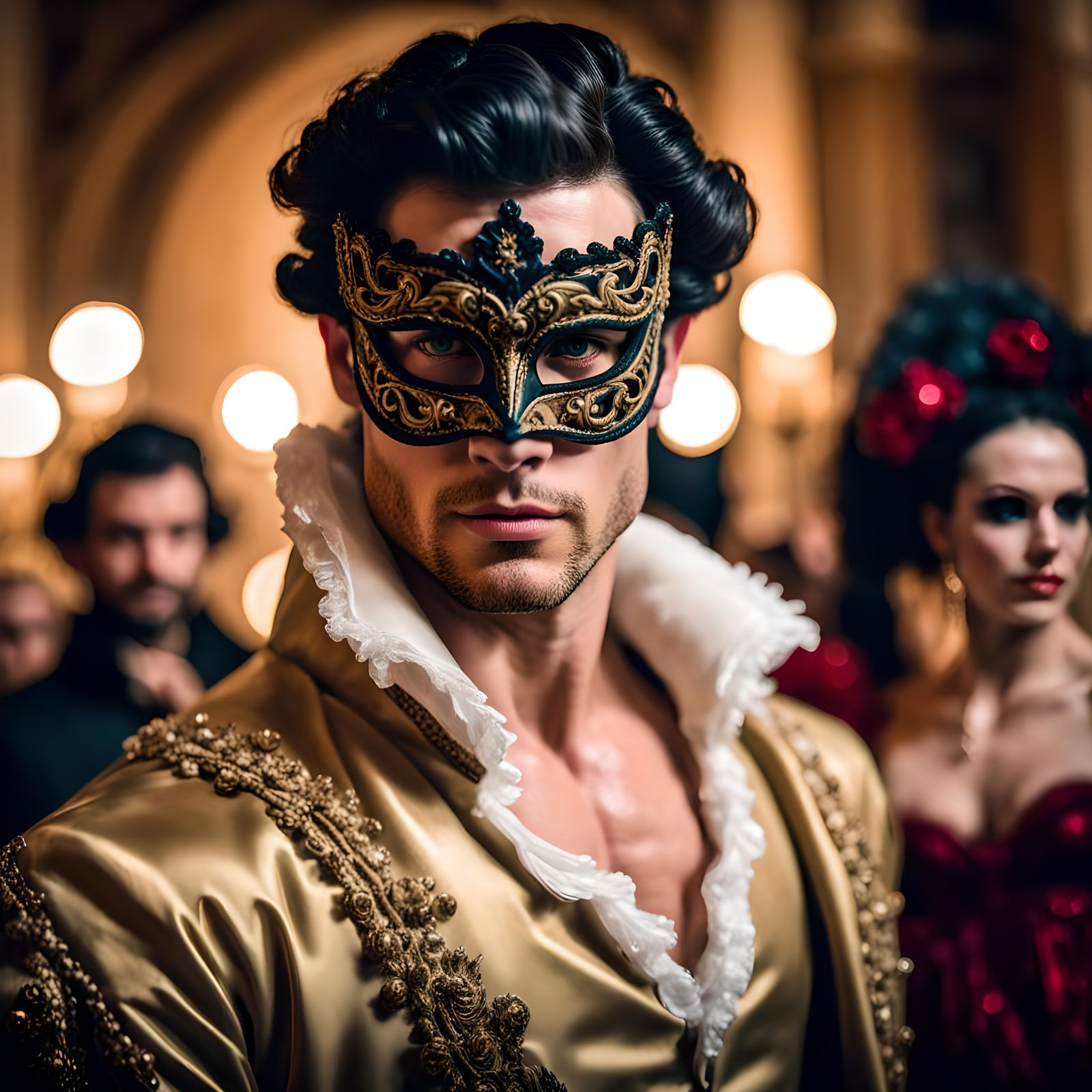 Venetian Costume Ball: Masked Man in Rococo Style