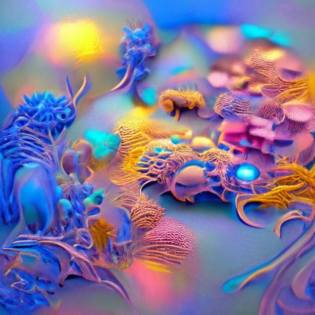 Hyperdetailed Biomorph on Blue: Generative Biopunk Art