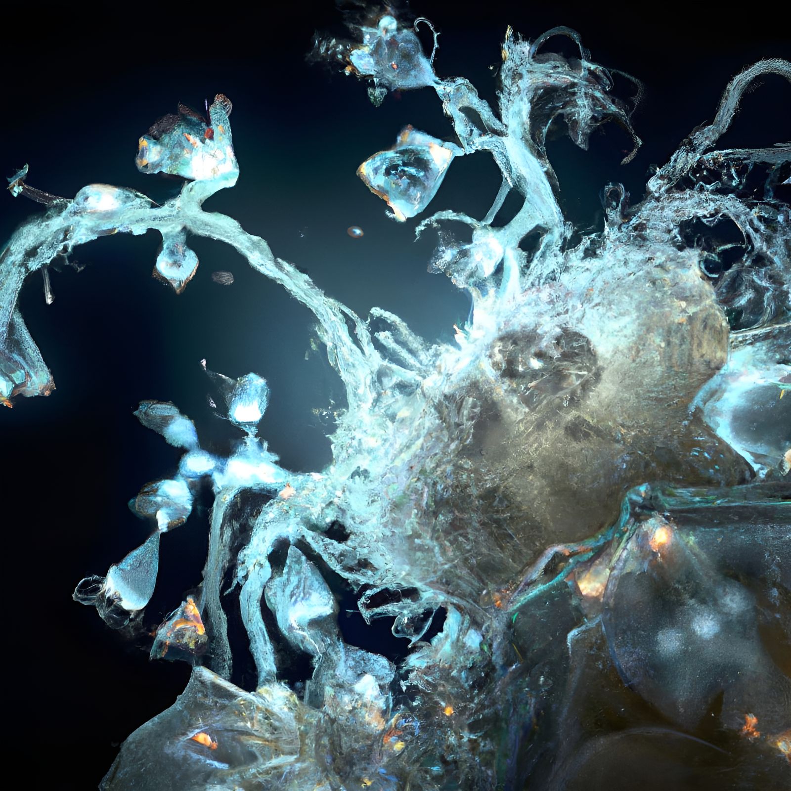 Crystallized Bioluminescent Skeleton Dance in 3D