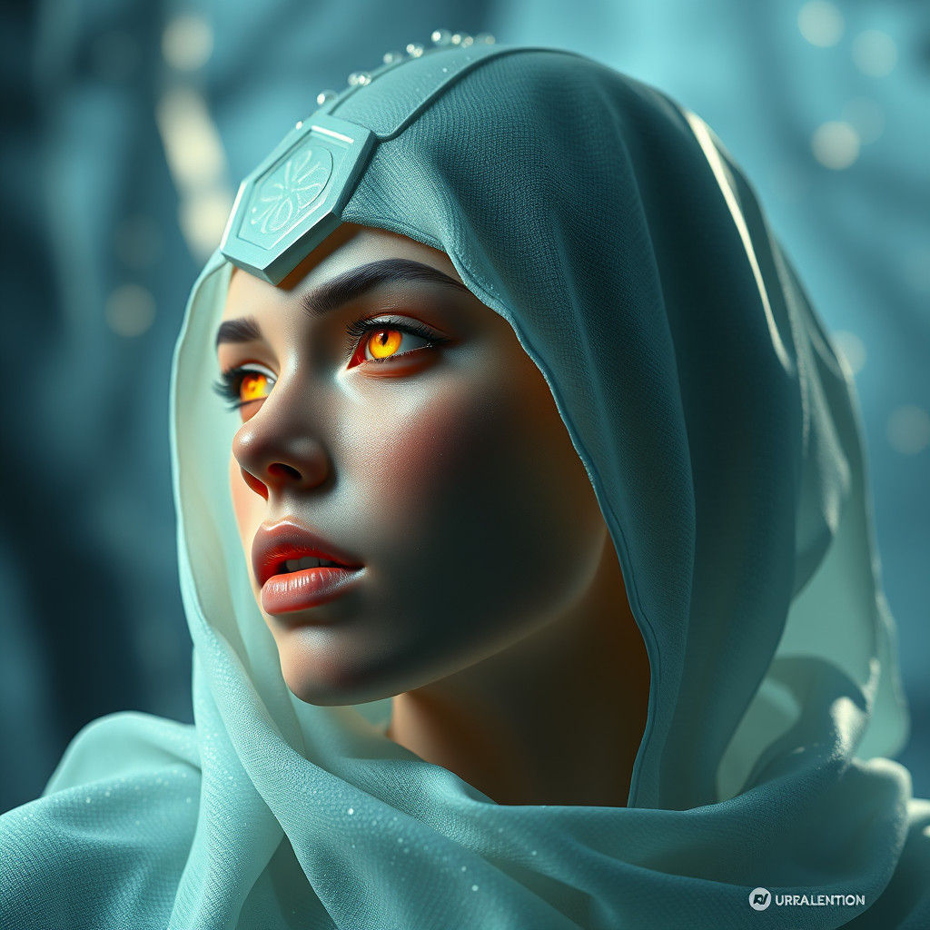 Портрет по плечи, концепт-арт в разрешении 8k от Грега Рутковски, Artgerm, WLOP, Альфонса Мухи, динамическое освещение, ...