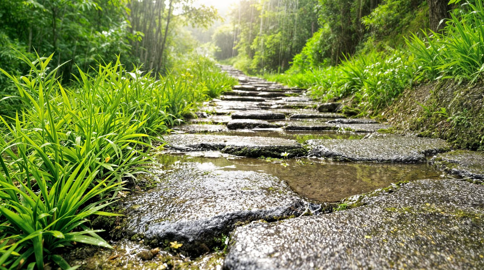 Inviting Green Hike Up Refreshed Stone Steps