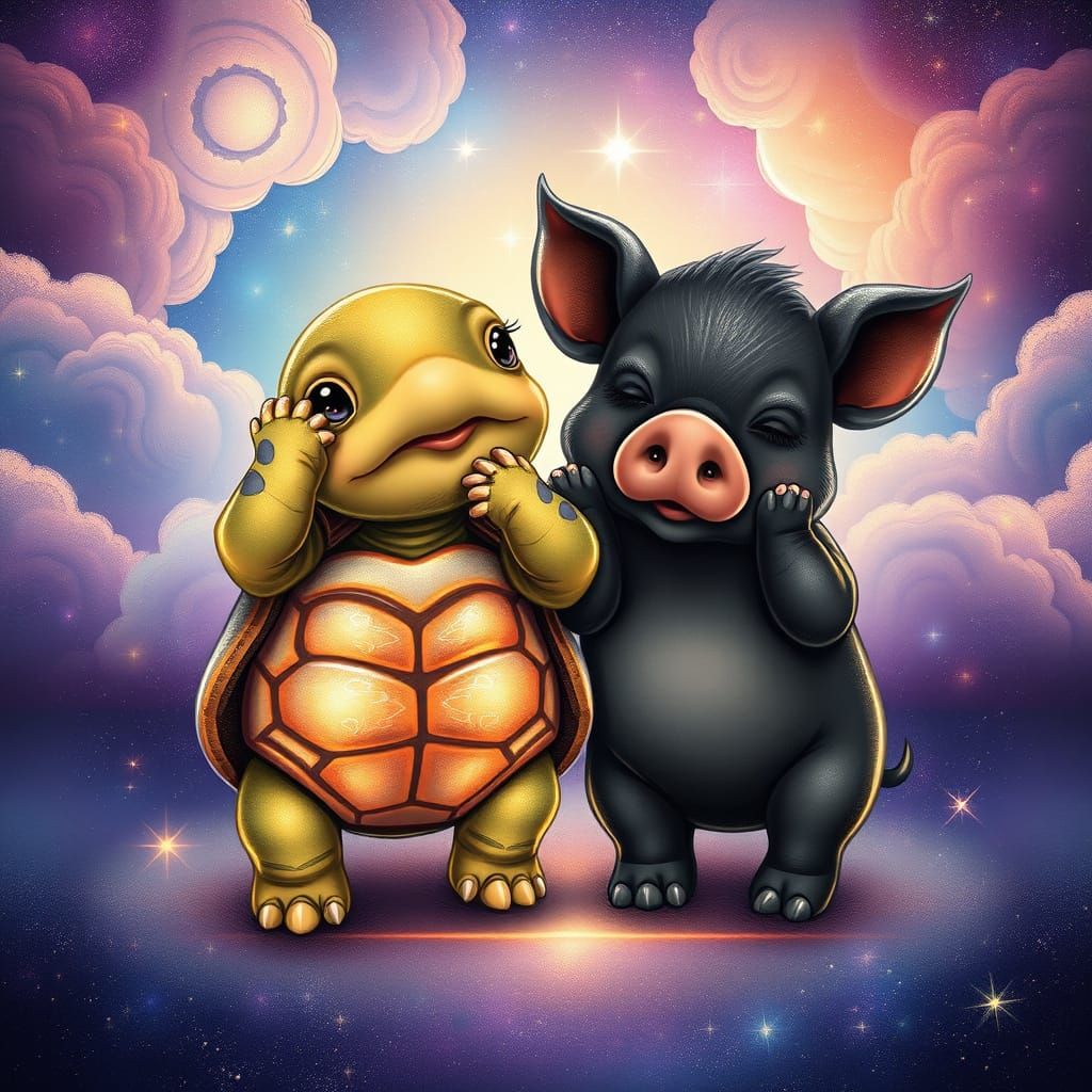 Whimsical Friends in Cosmic Reverence