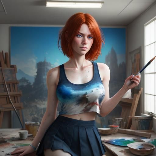 Artistic Redhead Portrait in Hyperdetailed Style