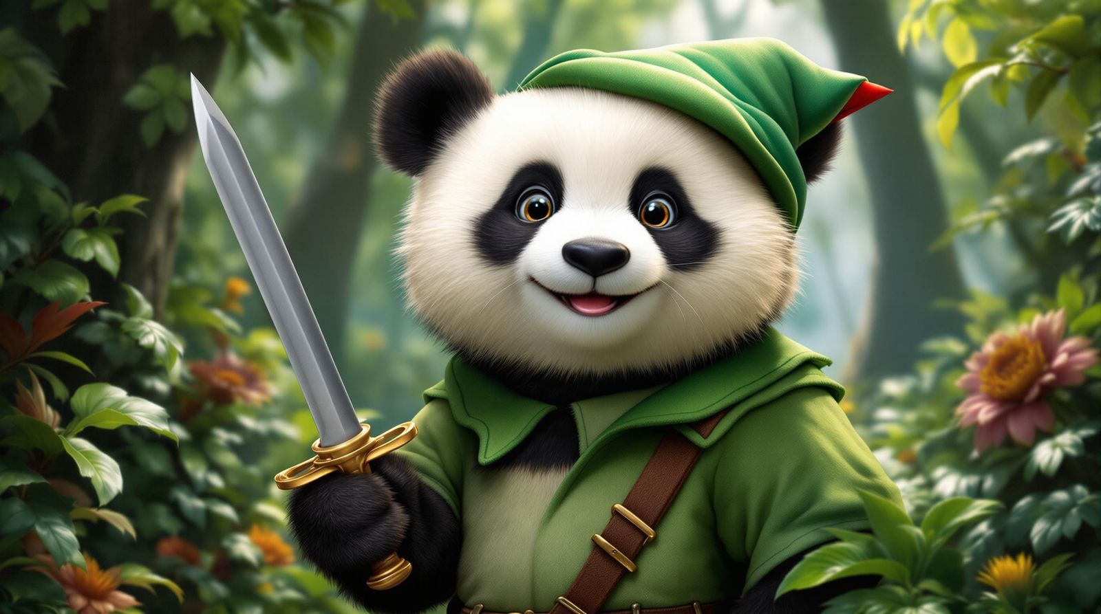 Surrealistic Panda Portrait in Whimsical Style