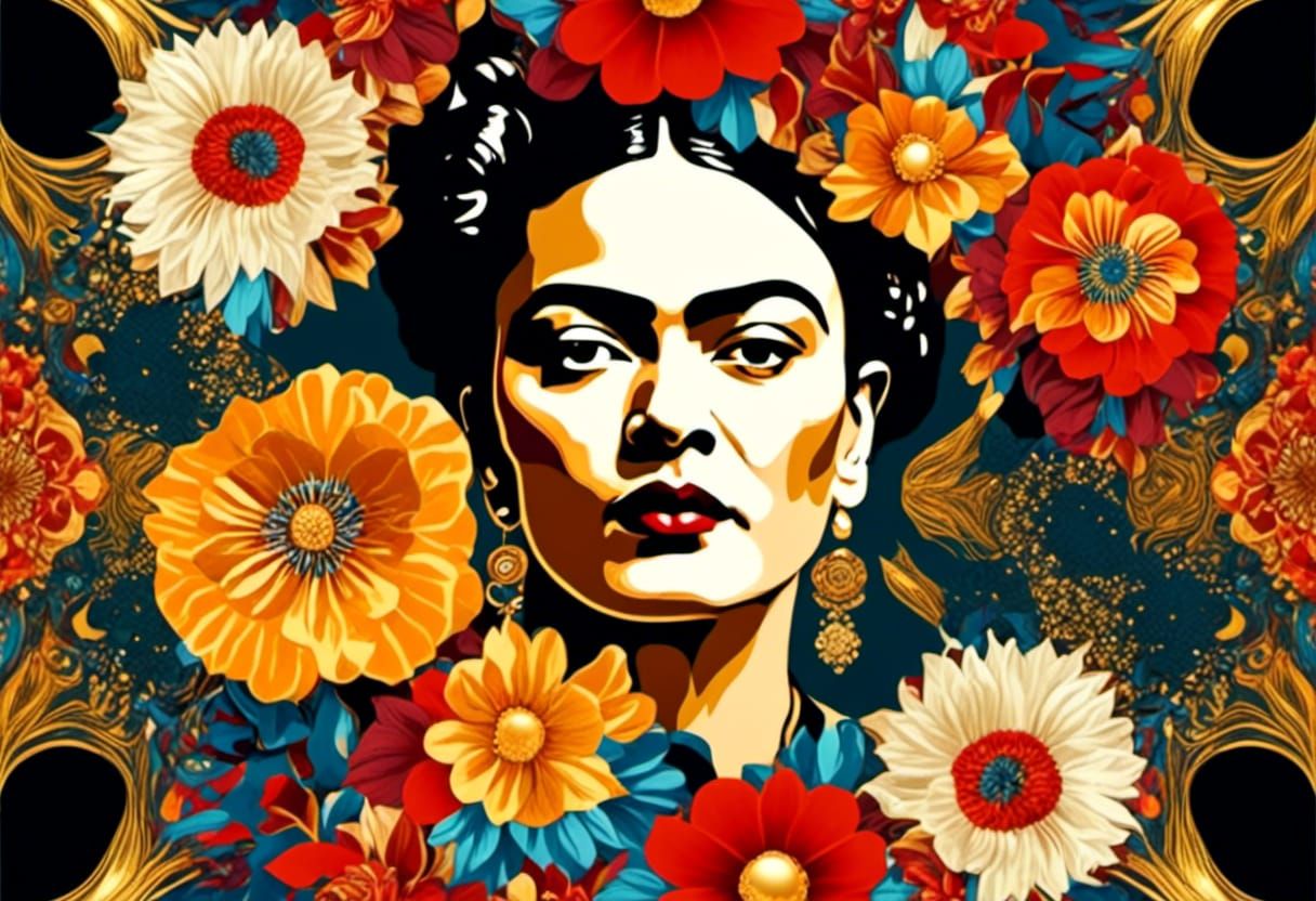 Golden Symbolist Portrait with Ecstatic Details