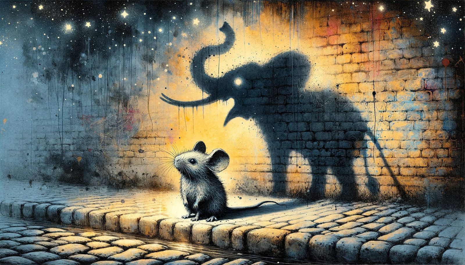 Mouse Shadow Becomes Elephant in Whimsical Digital Art