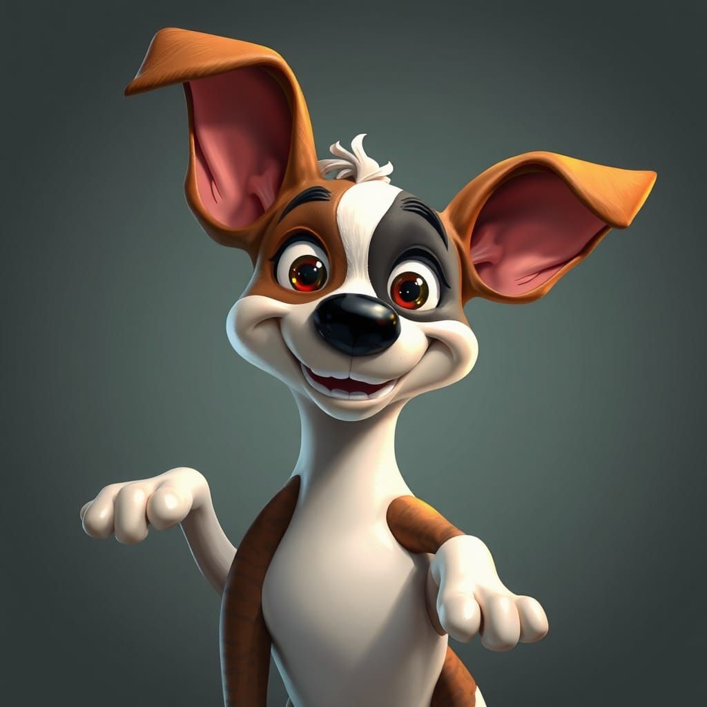 A jack russell terrier drawn in the looney tunes style