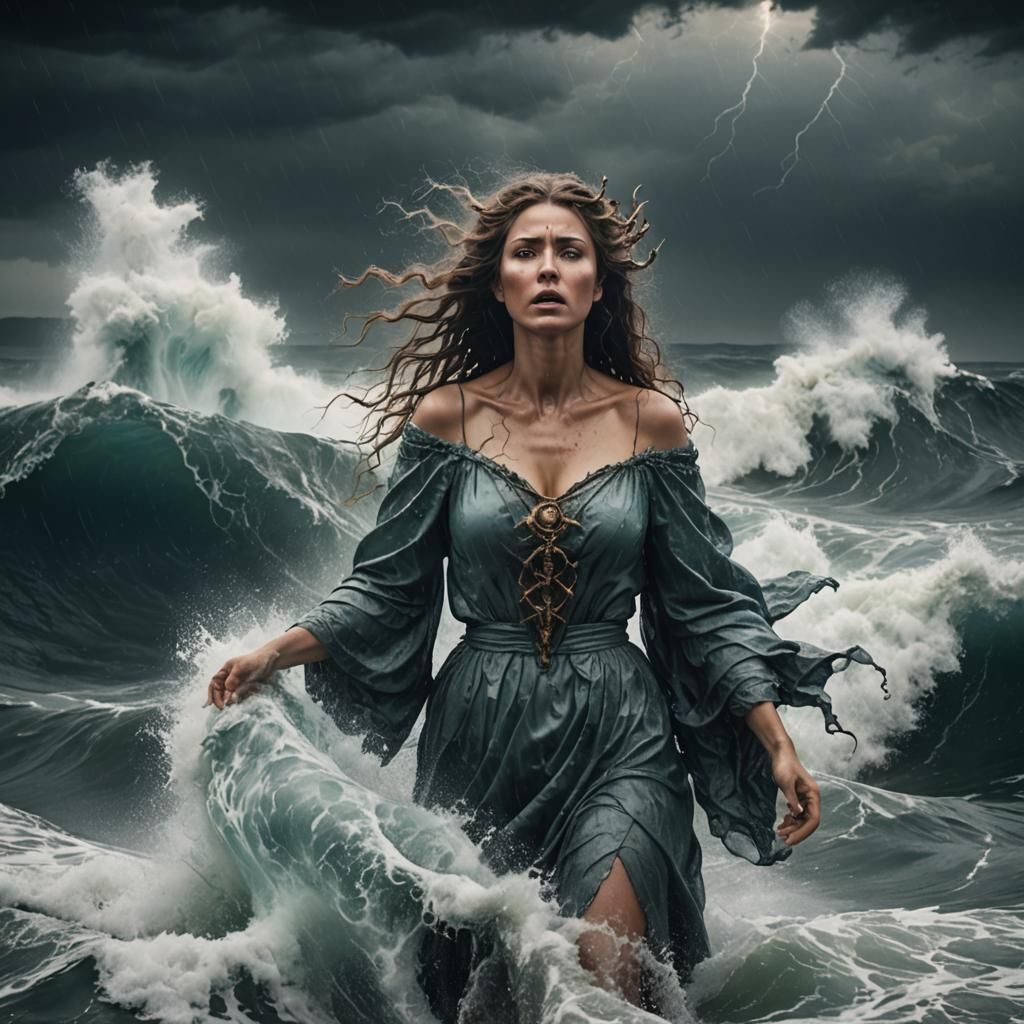 Majestic Sea Goddess Commands the Stormy Seas