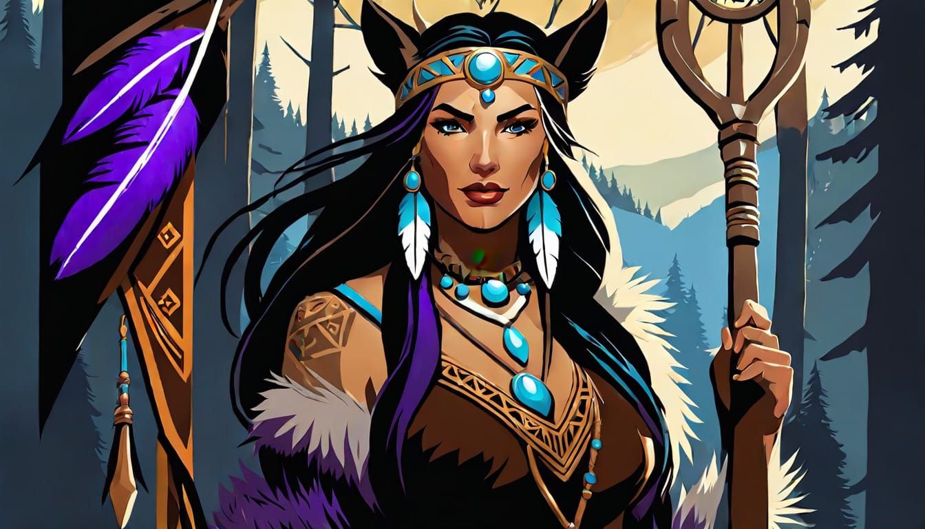 Native American Druid in Dark Fantasy