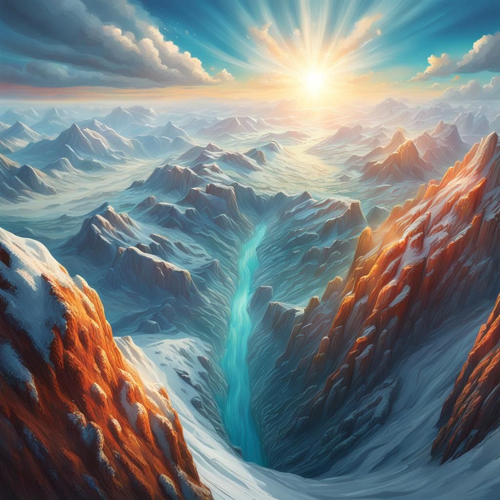 Hyperrealistic Sky Fall at the North Pole