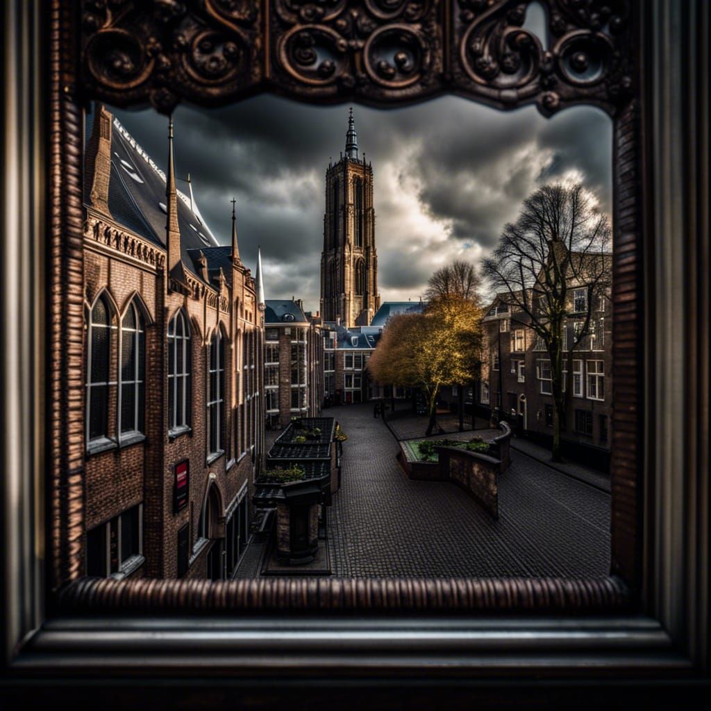 Office View to Dom Church, Utrecht: Hyperrealistic HDR