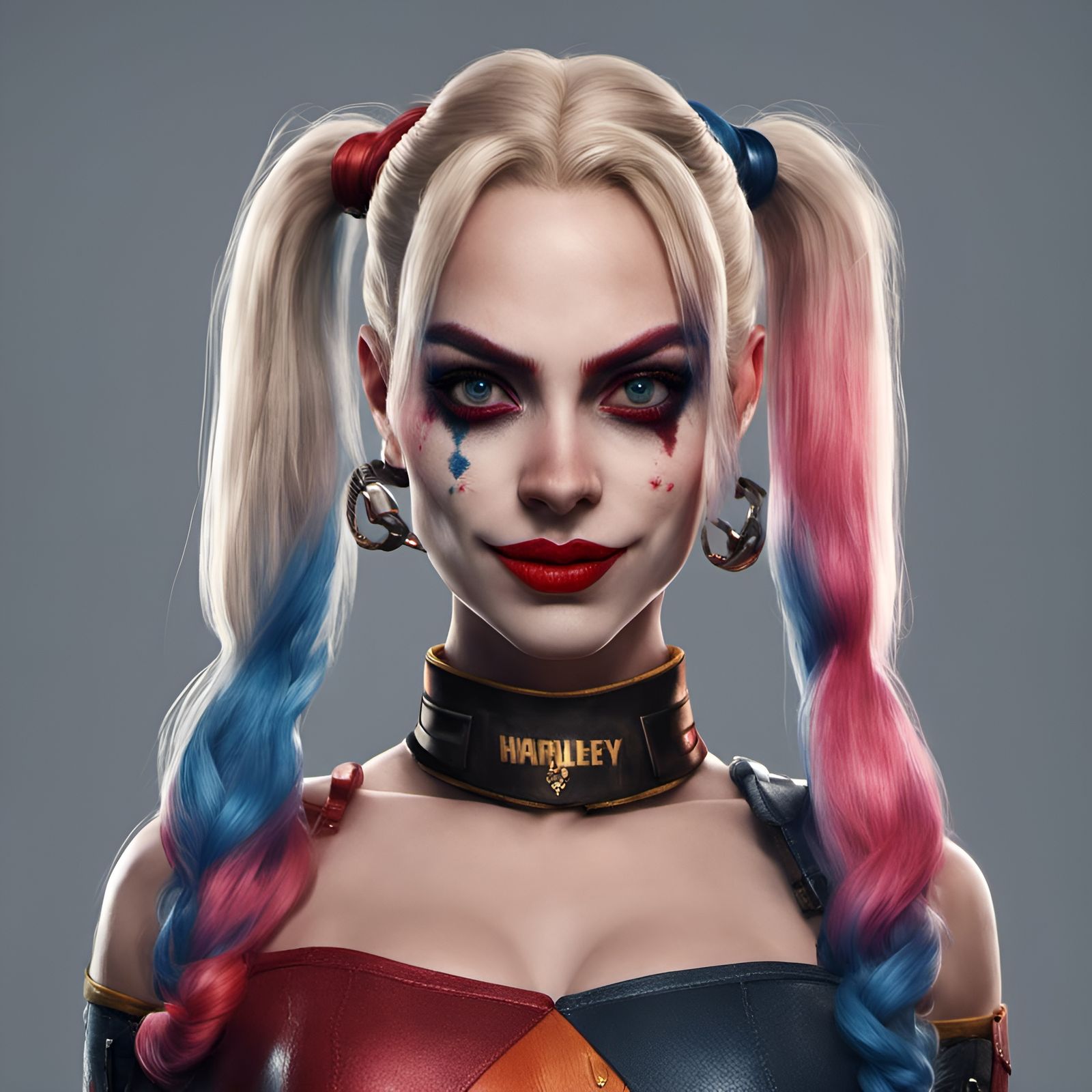 Harley Quinn Portrait in Hyperrealistic Digital Art