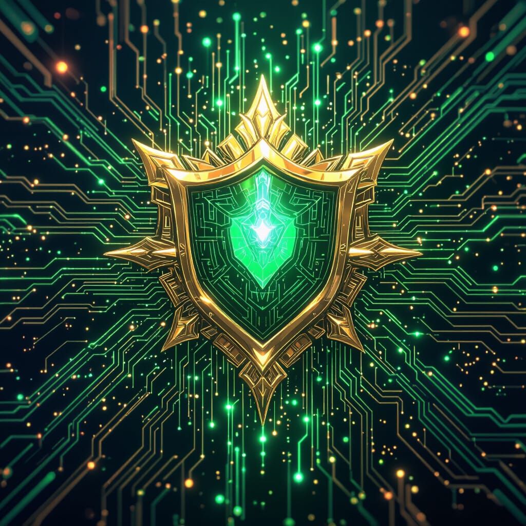 Futuristic Emblem of Digital Evolution in Anime Style