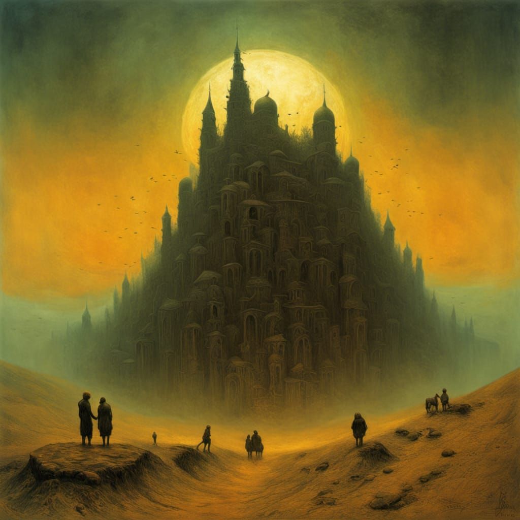 Surrealist Oil Painting of a Desolate Landscape