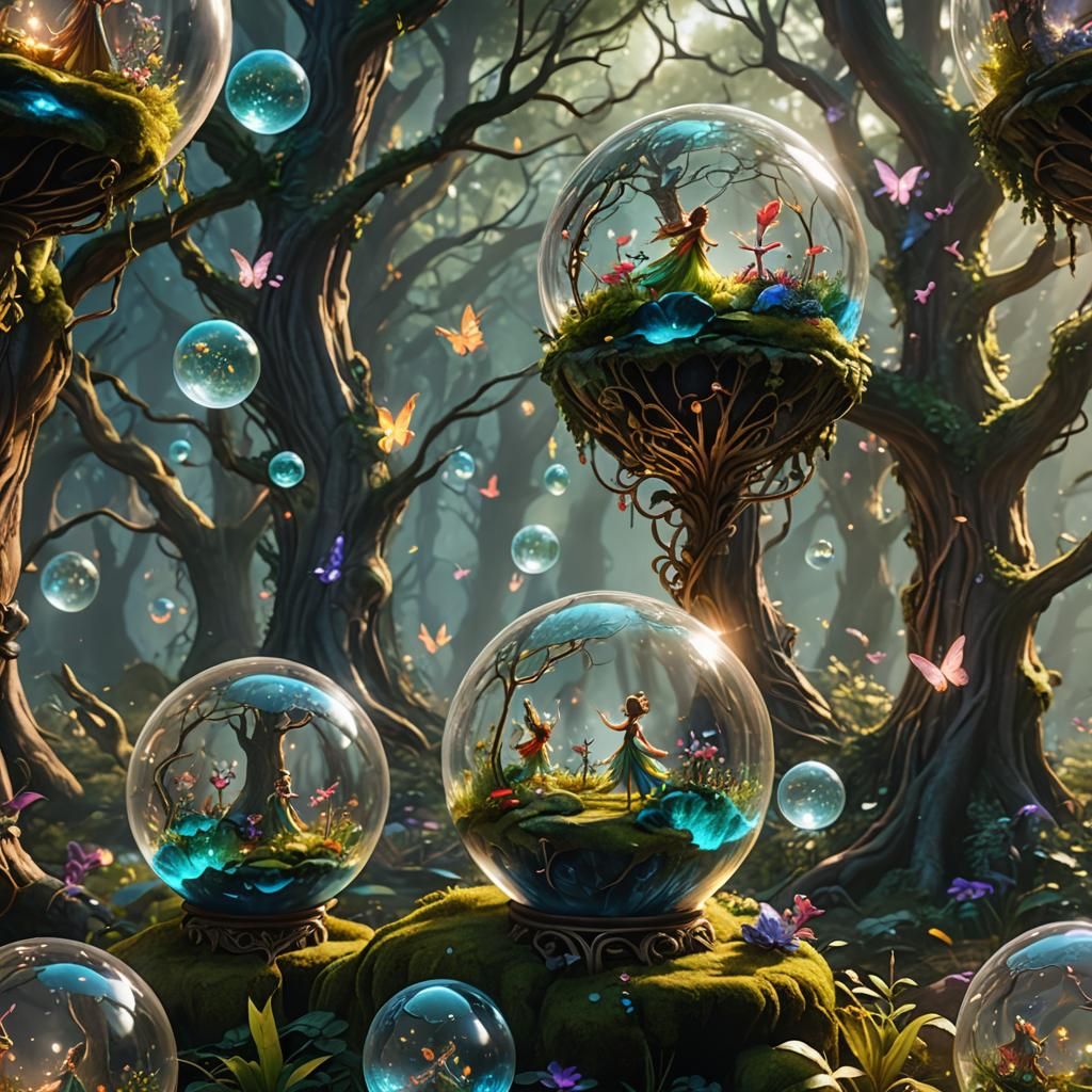 Enchanted Forest Fairies in Glass Globes
