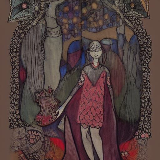 Ethereal Witch in Arcane Room by Klee and Somov Style